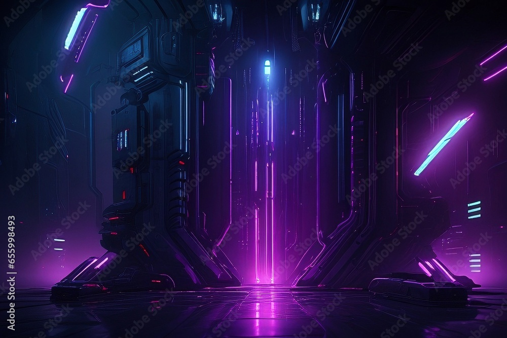 Poster unveiling the enigmatic cyberpunk backgrounds: a visual journey into the future with generative ai t