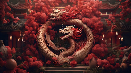 Lunar new year, Chinese New Year 2024 , Year of the Dragon , zodiac - obrazy, fototapety, plakaty
