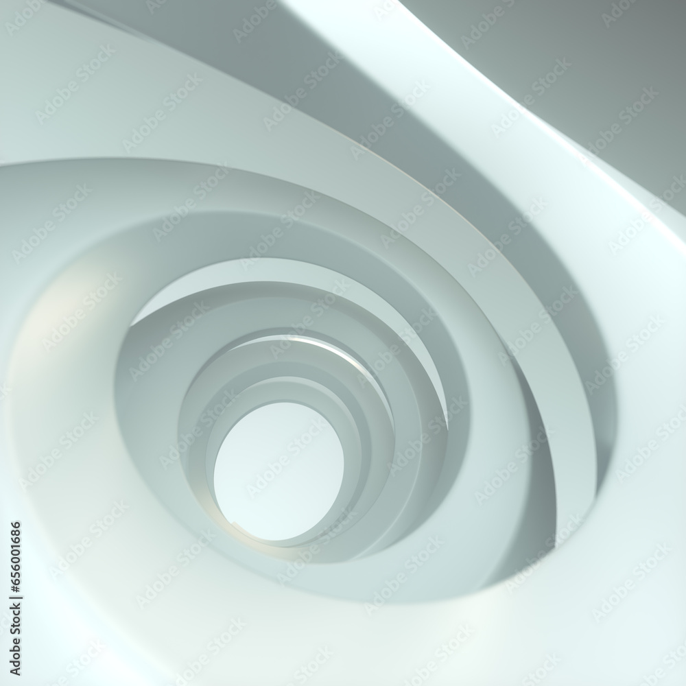 Poster White twisted art background. Smooth round shapes. Modern form for design.3d rendering digital illustration