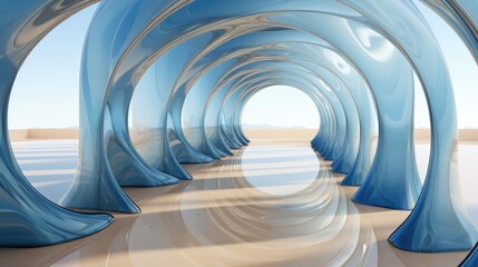 The light tunnel is placedunder an evoquetinspire UHD wallpaper Stock Photographic Image