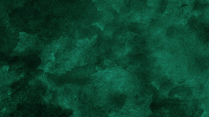Black emerald jade green abstract pattern watercolor background. Stain splash rough daub grain grunge. Dark shades. Water liquid fluid. Design. Template. - obrazy, fototapety, plakaty