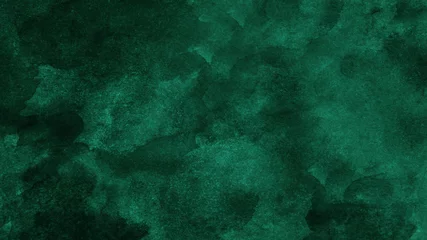 Tuinposter Black emerald jade green abstract pattern watercolor background. Stain splash rough daub grain grunge. Dark shades. Water liquid fluid. Design. Template. © Наталья Босяк