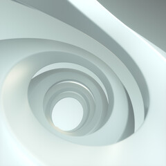 White twisted art background. Smooth round shapes. Modern form for design.3d rendering digital illustration