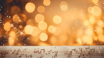 captivating visual by blending musical notes and Christmas balls, celebrating the harmony of music and the holiday season. - obrazy, fototapety, plakaty
