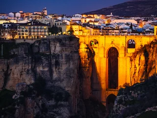 Keuken foto achterwand Ronda Puente Nuevo Night view of Ronda town with old bridge, Andalusia, Spain.