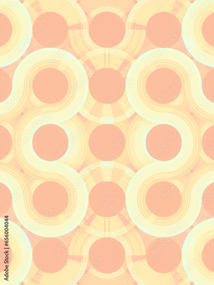 Poster symmetrical colored pattern of rounded. 3d rendering background. digital illustration