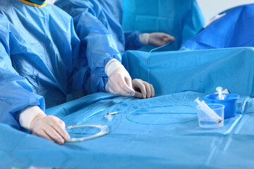 Surgery on blood vessels. Endovascular surgery. Surgical interventions on blood vessels.Concept of...