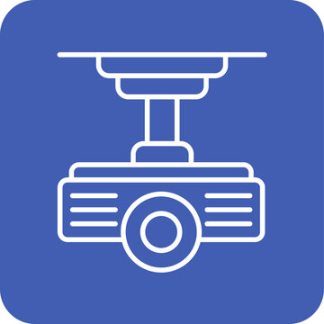 white projector icon on blue background clip art preview