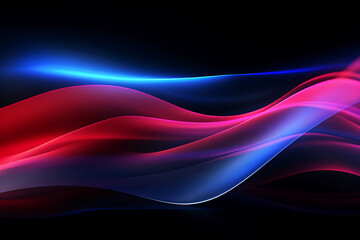 Neon Wave Abstract Background with Light Effect, Neon Wave Abstract Wallpaper, Generative Ai. 
