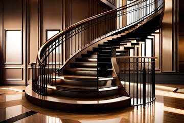 Timeless Ascent: Spiraled Wooden Staircase"