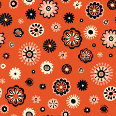 Seamless Scandinavian pattern. Delicate flowers.