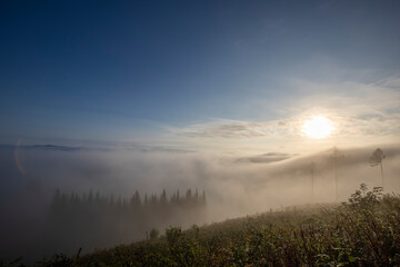Sonnenaufgang im Sauerland mit Nebel - 656012611