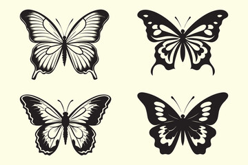 Butterfly Silhouette character vector illustration clip art - obrazy, fototapety, plakaty