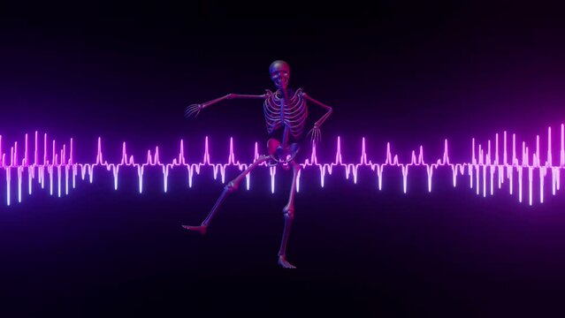 Halloween Skeleton Audio Wave Background Loop