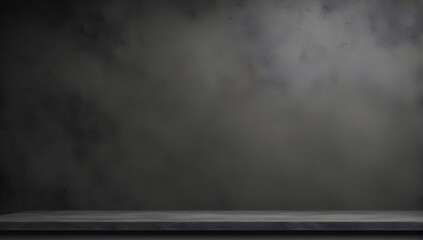 Empty marble table, dark wall, mockup