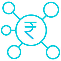 Outline gradient Rupees Connection icon