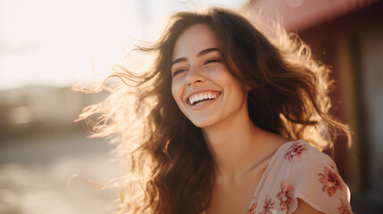 Beautiful woman smiling.