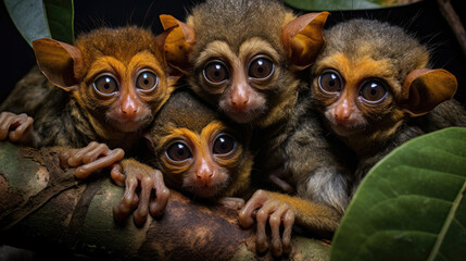 Group of Philippine tarsiers Carlito syrichta