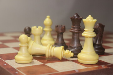 chess pieces, checkmate, king