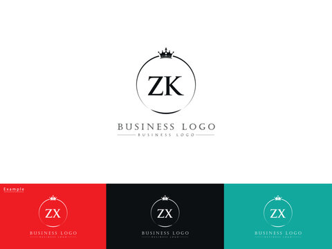 Initial Luxury Zk Logo, Royal Zk kz Modern Crown Logo For Your Brand