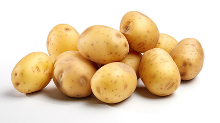 Potato group and half potatoes isolated on white background. Generative Ai