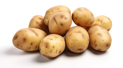 Potato group and half potatoes isolated on white background. Generative Ai