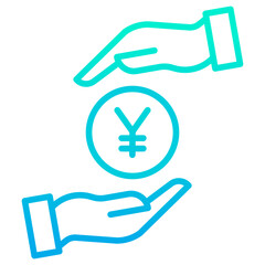 Outline gradient Yen save icon