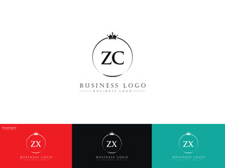 Initial Luxury Zc Logo, Royal Zc cz Modern Crown Logo For Your Brand - obrazy, fototapety, plakaty