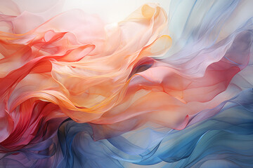 Obraz premium Silken elegance abstract textile background with flowing fabric folds. Graceful drapery waves in different shapes