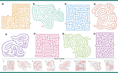 maze puzzle activities graphs set with solutions