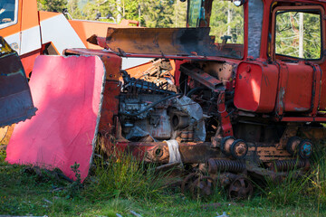 old abandoned tractor. broken tractor