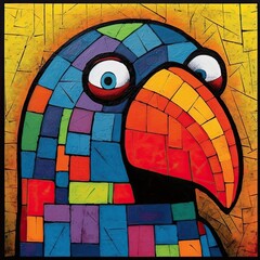 parrot ara cubism art oil painting abstract geometric funny doodle illustration poster tatoo