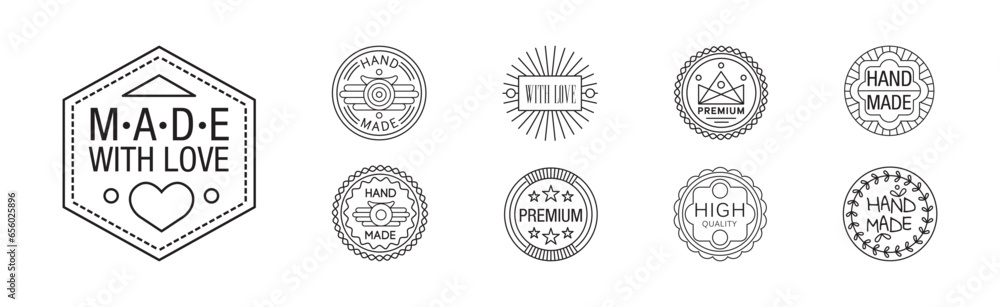 Poster handmade line badge and labels elements vector set