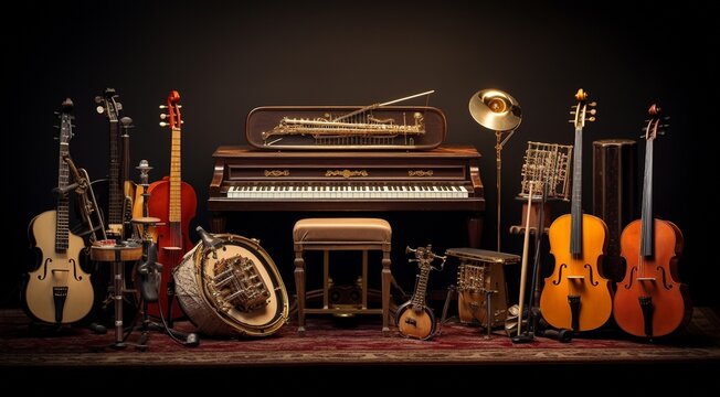 musical instruments background, musical instruments wallpaper, abstract music background, hd musical instruments banner