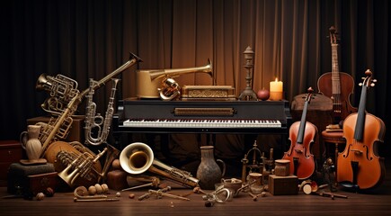 musical instruments background, musical instruments wallpaper, abstract music background, hd musical instruments banner