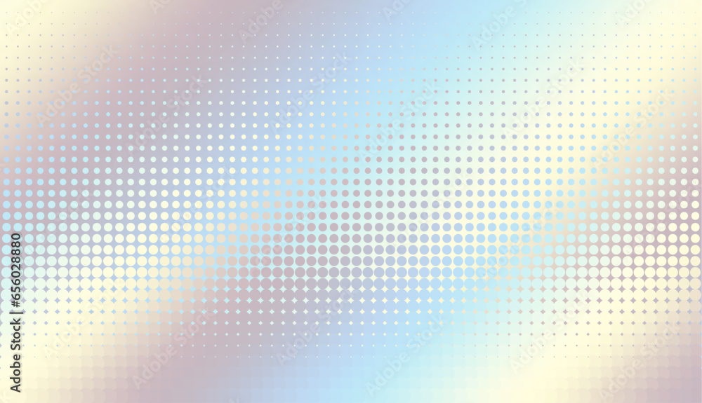 Poster Abstract defocused horizontal background with pop art halftone dots. Halftonr diagonal gradient. Vector image.