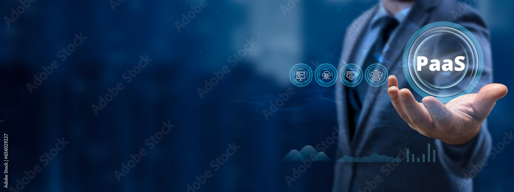 Poster paas (platform as a service). the catalyst for cloud computing services, internet technology, and de