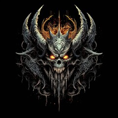 death evil satan tshirt design mockup printable cover tattoo isolated vector illustration artwork