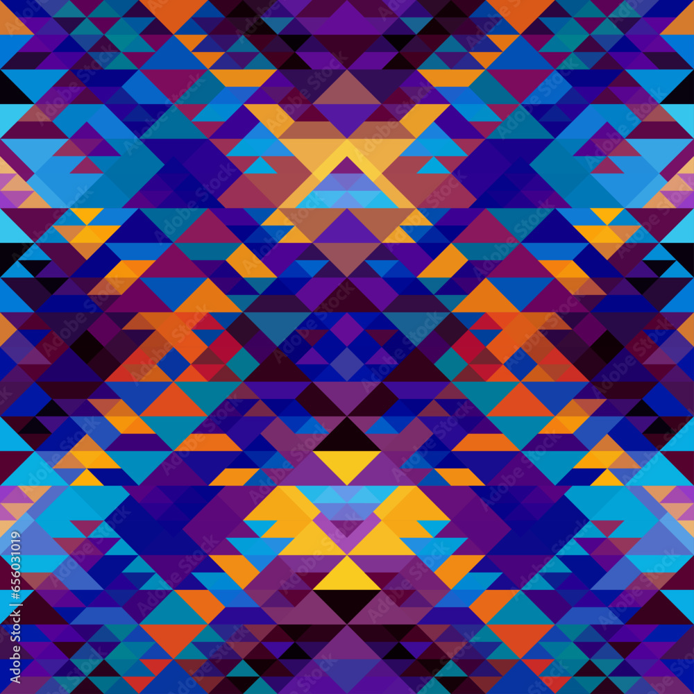 Poster colorful aztec fabric, wallpaper and home decor. abstract seamless tileable pattern. triangles aztec