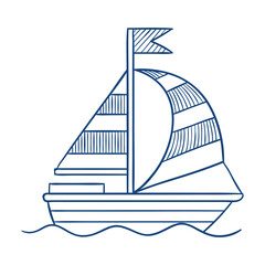 Sailing ship. Hand drawn vector illustration