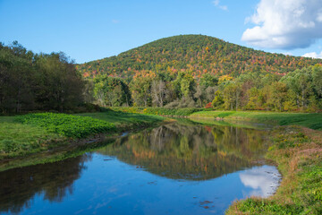 Autumn landscape perfect weather day during golden hour setting sun