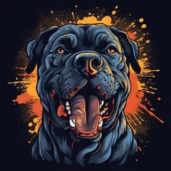 Foto op Plexiglas dog Kone Corso tshirt design mockup printable cover tattoo isolated vector illustration artwork © Plan