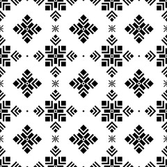Fototapeta premium Ethnic seamless pattern. Ornament, ethnic stylish fabric. Geometric black vector print isolated on a white background. 