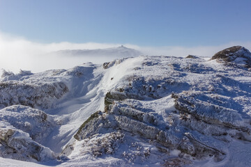 snow covered mountains