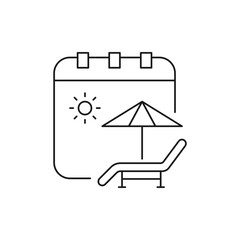 Holiday calendar icon line style isolated on white background. Vector illustration