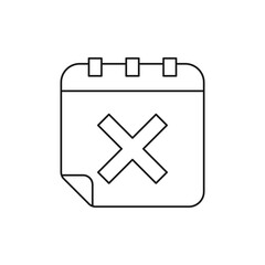 Fototapeta premium Canceled schedule icon line style isolated on white background. Vector illustration