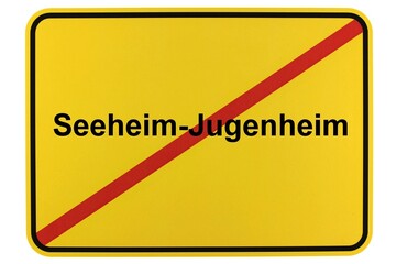 Illustration eines Ortsschildes der Gemeinde Seeheim-Jugenheim in Hessen - obrazy, fototapety, plakaty