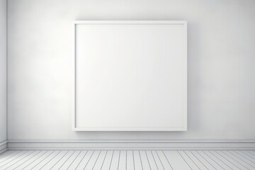 Blank Picture Frame on White Wall in Colorless Interior Room Generative Ai