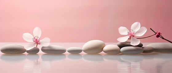 Fototapeta na wymiar Tranquil spa pebble aquatic imagery in a minimalistic approach, artistic arrangement and ambiance, background with copy space