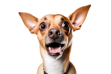 shocked dog pet surprised and scared, png file of isolated cutout object on transparent background.